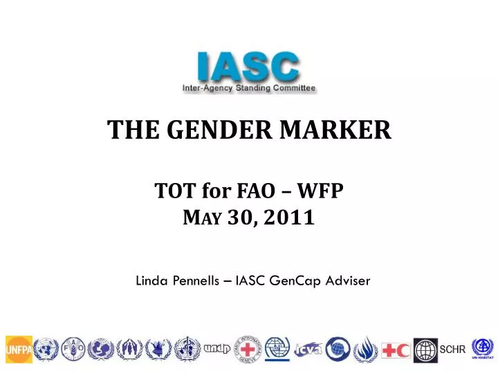 the gender marker tot for fao wfp may 30 2011