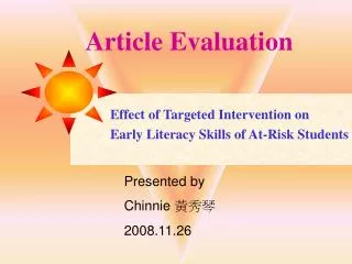 Article Evaluation