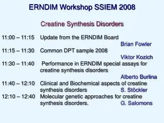 ERNDIM Workshop SSIEM 2008