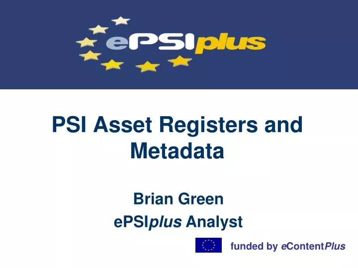 psi asset registers and metadata