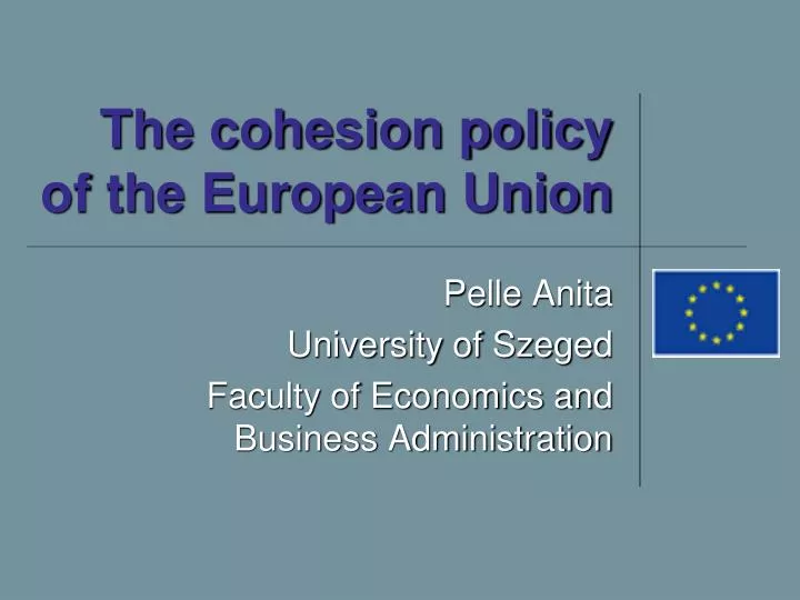 the cohesion policy of the european union