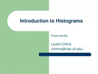 Introduction to Histograms