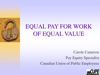 EQUAL PAY FOR WORK OF EQUAL VALUE