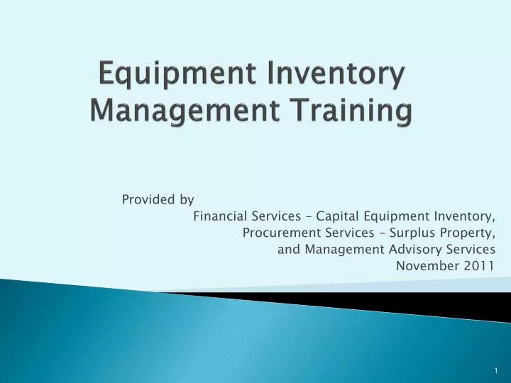 equipment inventory management training