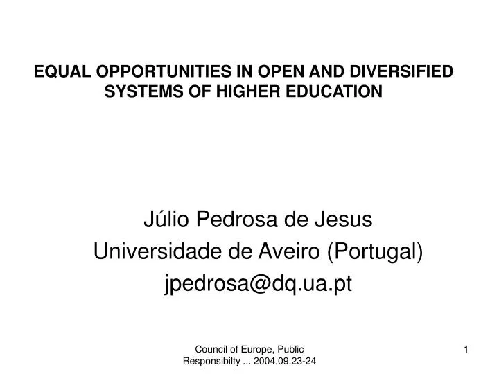 equal opportunities in open and diversified systems of higher education