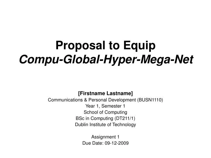 proposal to equip compu global hyper mega net