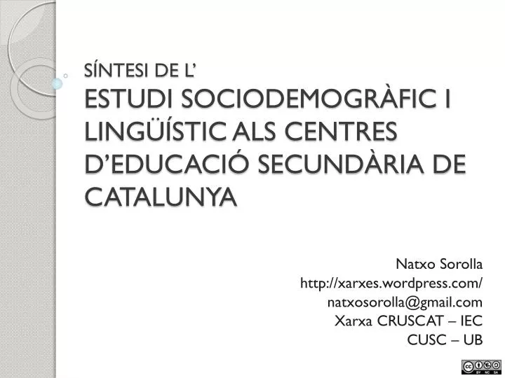 s ntesi de l estudi sociodemogr fic i ling stic als centres d educaci secund ria de catalunya