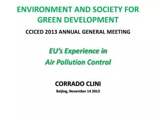 ENVIRONMENT AND SOCIETY FOR GREEN DEVELOPMENT