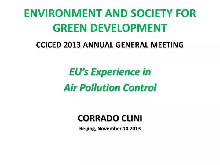 environment and society for green development