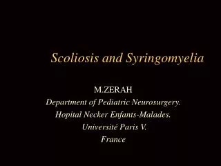 Scoliosis and Syringomyelia