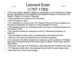 Leonard Euler (1707-1783)