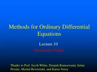 Methods for Ordinary Differential Equations