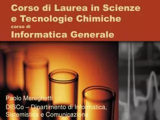 corso di laurea in scienze e tecnologie chimiche corso di informatica generale