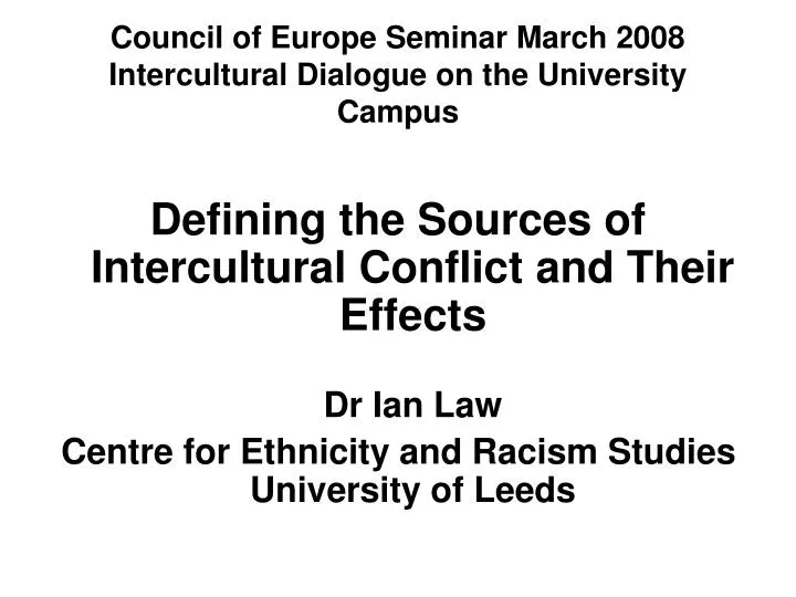 council of europe seminar march 2008 intercultural dialogue on the university campus