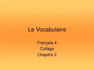 le vocabulaire