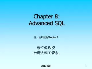 Chapter 8: Advanced SQL
