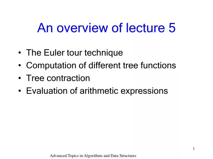 an overview of lecture 5