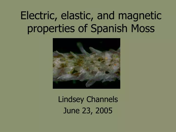 electric elastic and magnetic properties of spanish moss