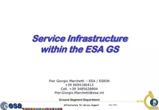 Service Infrastructure within the ESA GS