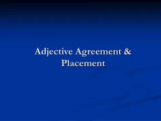 Adjective Agreement &amp; Placement