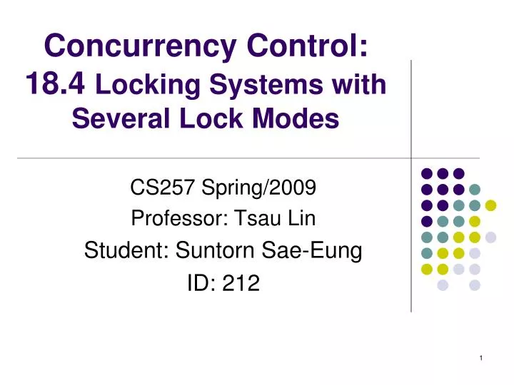concurrency control 18 4 locking systems with several lock modes