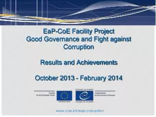 EaP-CoE Facility Project Good Governance and Fight against Corruption