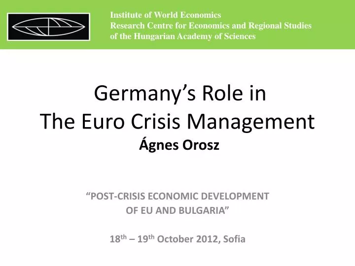 germany s role in the euro crisis management gnes orosz