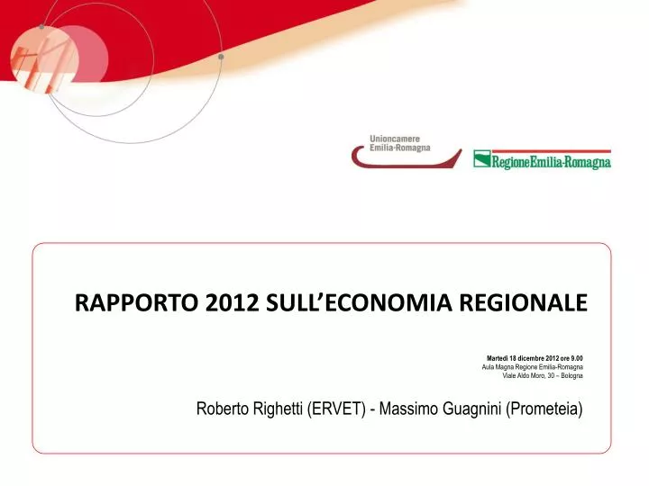 rapporto 2012 sull economia regionale