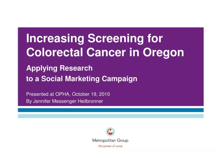 increasing screening for colorectal cancer in oregon