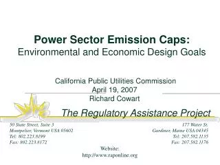 Power Sector Emission Caps: Environmental and Economic Design Goals