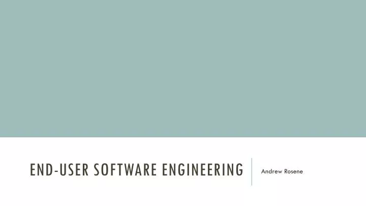 end user software engineering