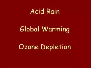 Acid Rain Global Warming Ozone Depletion
