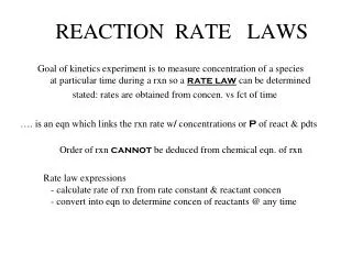 REACTION RATE LAWS