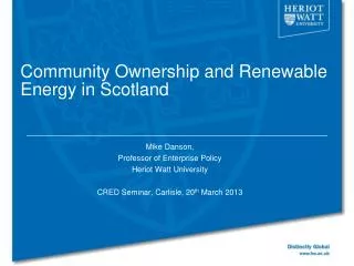 Community Ownership and Renewable Energy in Scotland