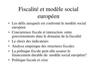 fiscalit et mod le social europ en