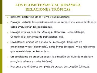 los ecosistemas y su din mica relaciones tr ficas