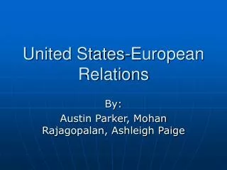 United States-European Relations