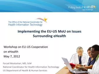 Implementing the EU-US MoU on Issues Surrounding eHealth
