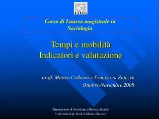 tempi e mobilit indicatori e valutazione