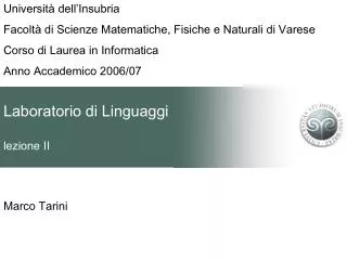laboratorio di linguaggi lezione ii
