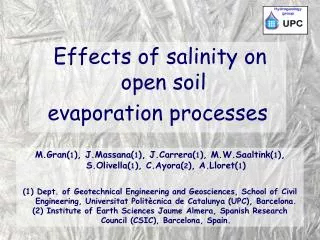 Effects of salinity on open soil evaporation processes