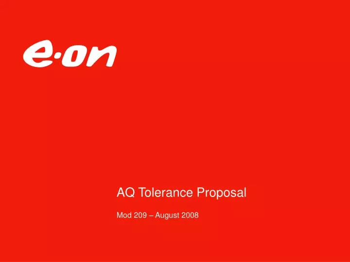 aq tolerance proposal