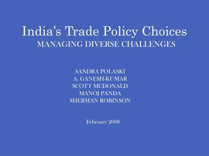 india s trade policy choices