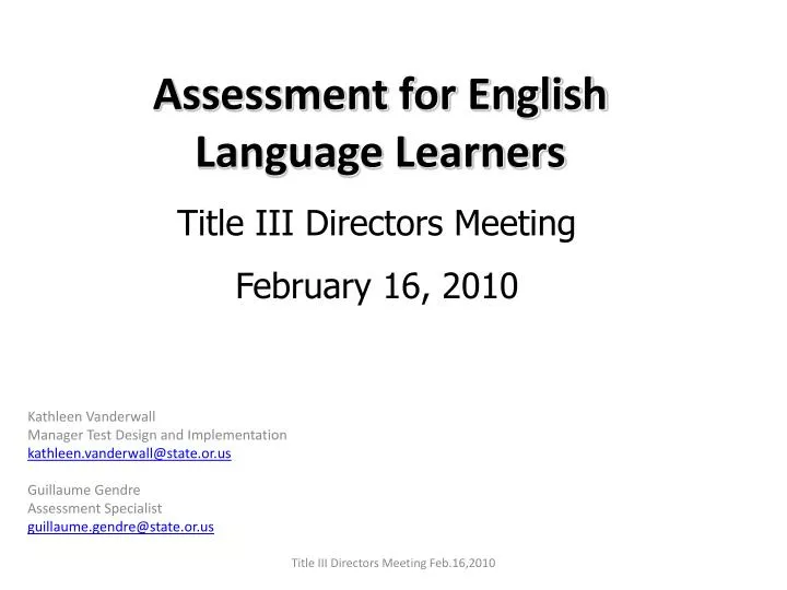 assessment for english language learners