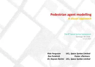 Pedestrian agent modelling A visual approach