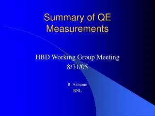 Summary of QE Measurements