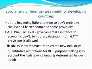 Special and differential treatment for developing countries