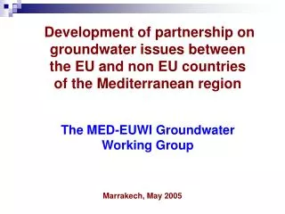 The MED-EUWI Groundwater WG