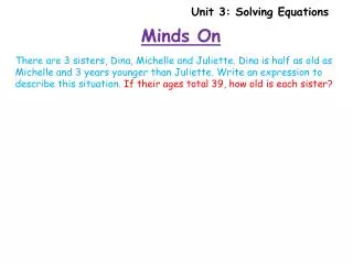 Unit 3: Solving Equations