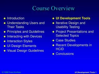 Course Overview